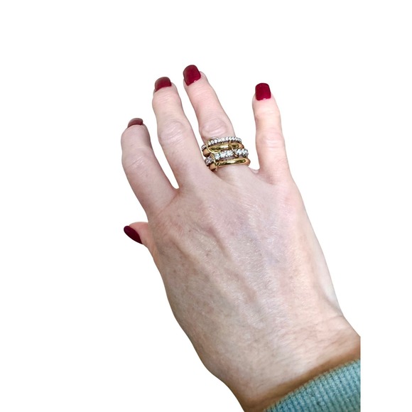 Stackable Mixed Cubic Zirconia Pave‎ Band Ring 14k Tarnish resistant size 6 - Picture 4 of 7